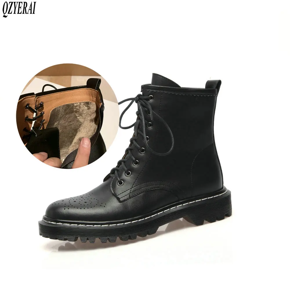 

New winter Genuine leather Women boots ankle Short boots Motorcycle boots Female boots Women shoes outdoor Size 34-43