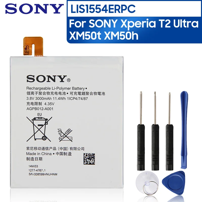 

Sony Original Replacement Phone Battery For SONY Xperia T2 Ultra XM50t XM50h D5303 D5306 LIS1554ERPC Authentic Battery 3000mAh