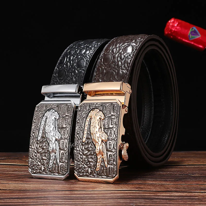 

2021 Men's Leather Crocodile Pattern Automatic Buckle Fashion Luxury Brand High Quality Business Belt