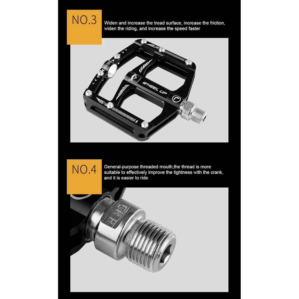 

2pcs Bicycle Pedals CNC Aluminum Alloy Bearing Non-slip MTB Mountain Bike Widen Foot Pedal Bicycle Accessories Black