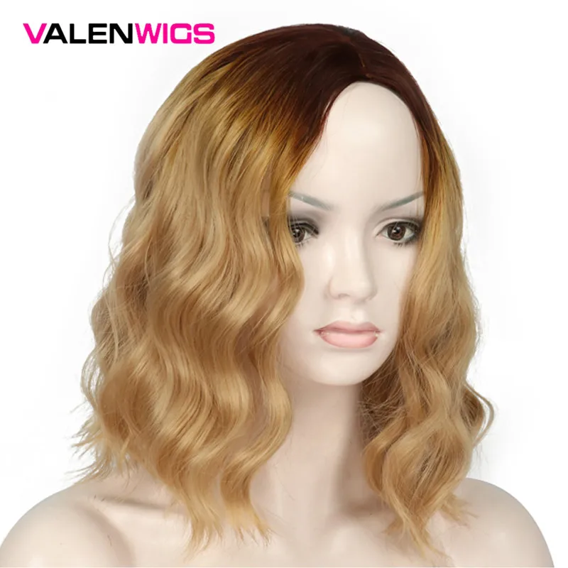 Парики ValenWigs 16 дюймов с Омбре коричневые блонд парики для чернокожих/белых женщин
