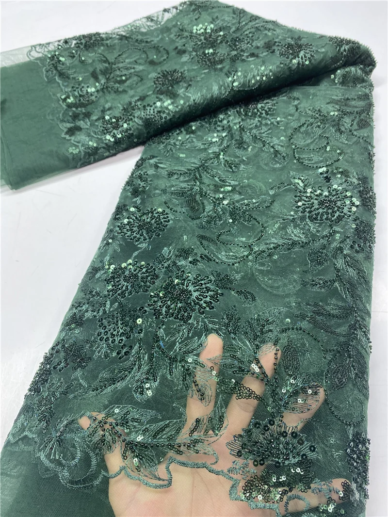 

Wine African Beads Lace Fabric Handmade French Mesh Lace Fabric Embroidery Nigerian Tulle Lace Fabrics For Party Sewing NI4292-6