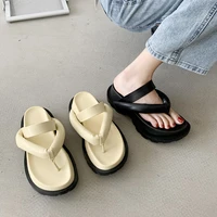 women thick platform slippers summer beach soft sandals leisure black yellow platform trendy flip flops flat slippers for women