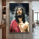 Абстрактный портрет Иисуса из плотной ткани настенные картины художественные плакаты и принты настенный художественный холст картины Cuadros для Гостиная