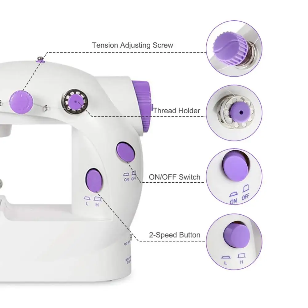 Мини швейная машина встроенный светильник для починки двойной Скорость строчкой