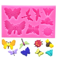 4 styles pink silicone butterfly cake mold diy baking decorating tool sugar fondant chocolate ice cube mould kitchen accessories