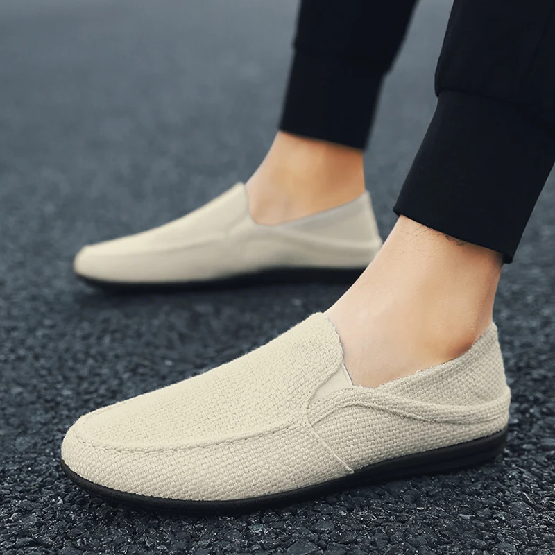 Men Breathable Shoes Cotton and linen Male Flat Slipe Sets of Feet Driving Lazy Walking Peas shoes Sneakers Low YGb-6000 | Спорт и