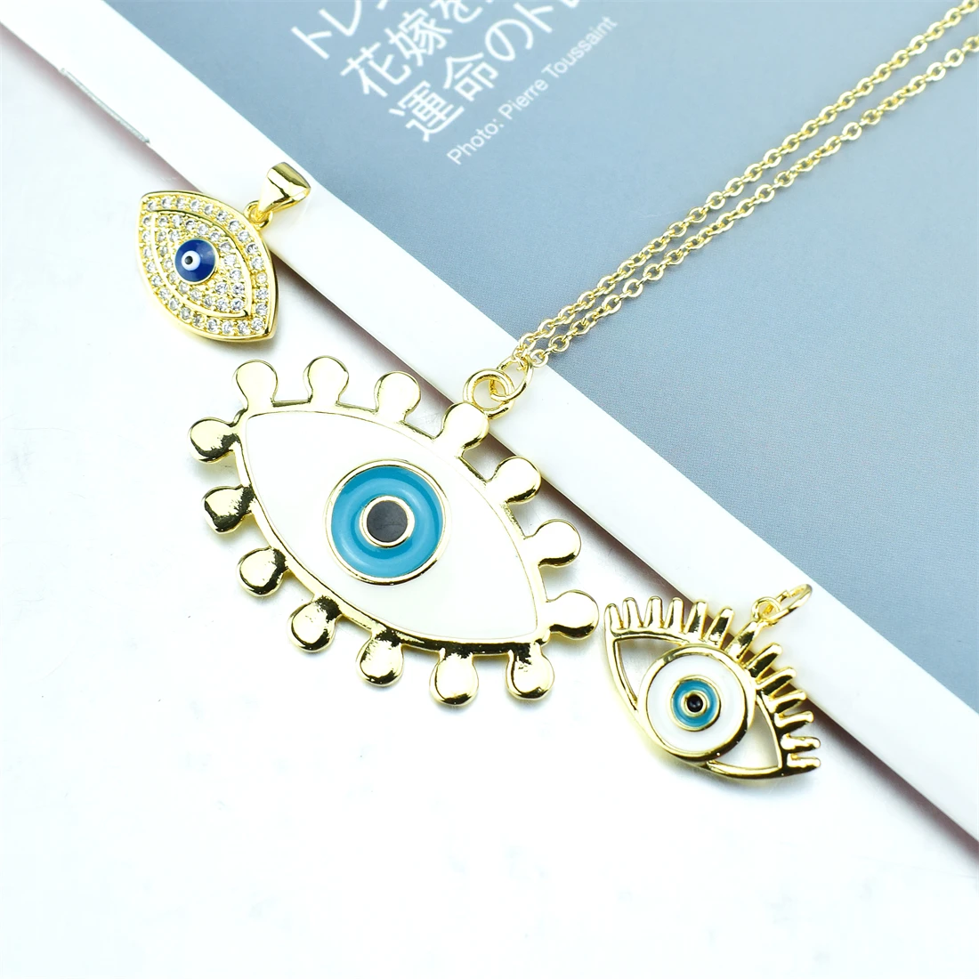

Gold Evil Eye Necklaces Women with Crystal Cubic Zirconia Turkish Blue Eye CZ Necklace Statement Jewelry Olho Grego