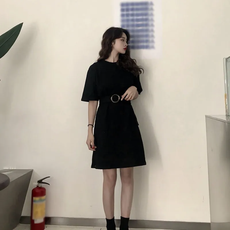 

Casual Sexy Dress Spring Summer 2020 New fashion Women Solid Short Sleeve Party Dress O-Neck Knee-Length Dress Women