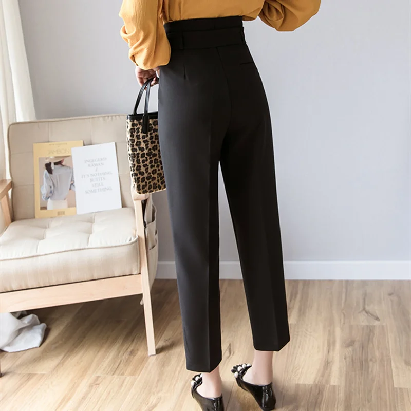 REALEFT 2020 New Spring Korean Casual Women Pant with Belt Female Work Wear Pants High Waist Trousers Office Lady | Женская одежда