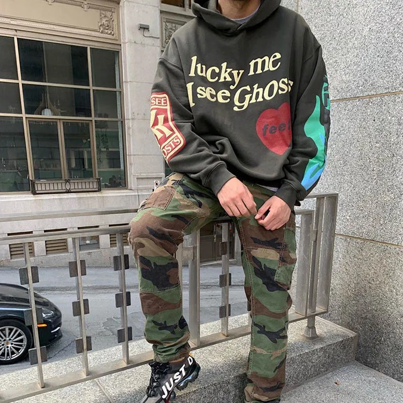 

Модные 3D толстовки Kanye West из пенопласта для мужчин и женщин, свитшоты Lucky Me I See Ghost, пуловер в стиле хип-хоп, Детские свитшоты с изображением пр...