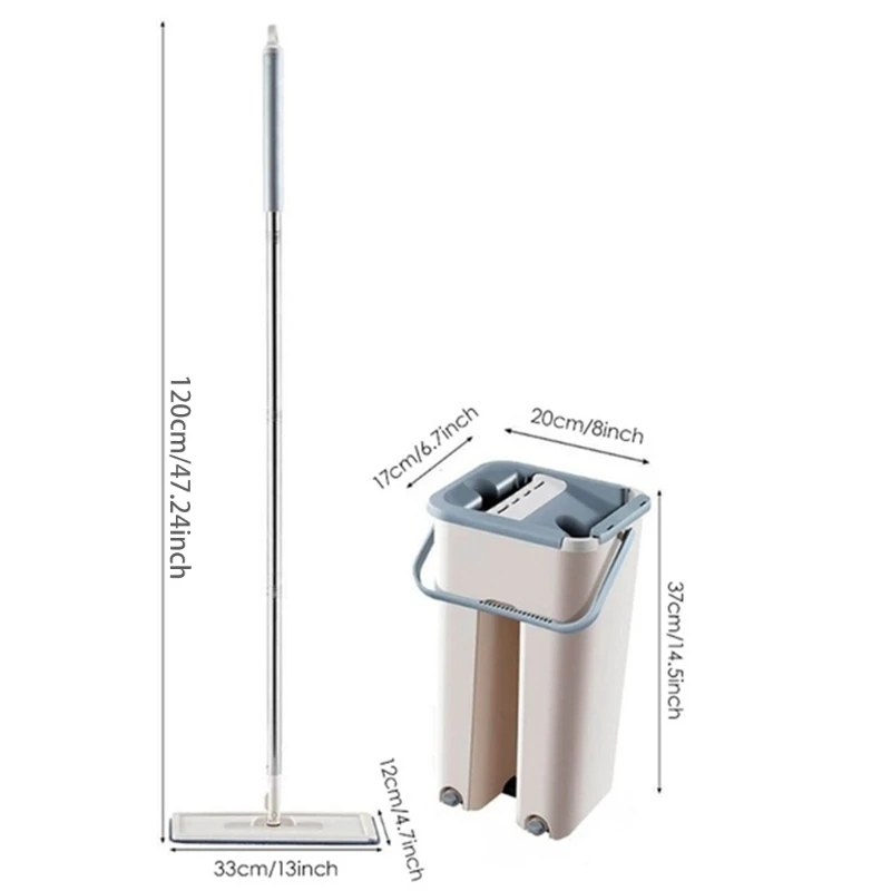 

Flat Floor Mop Scraping Ultra-Fine Fiber Mop Self Wet and Dry Cleaning Microfiber Mop Bucket with 2 Microfiber Pads 19QE