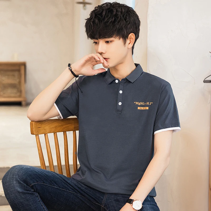 

TFETTERS New 2021 Fashion Men T-Shirt Summer Tops Party Short Sleeve Patchwork Cuff Turn Down Collar Tee Shirt Soft Men Tees