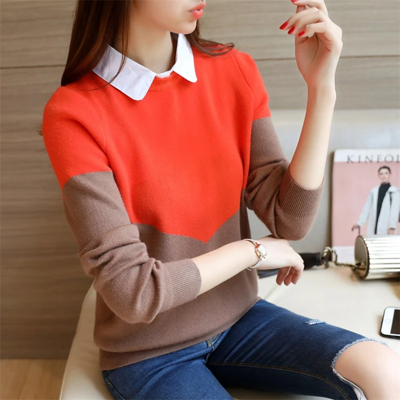 

OHCLOTHING 2020 new Korean women's knitted color shirt shirt collar sweater F1517