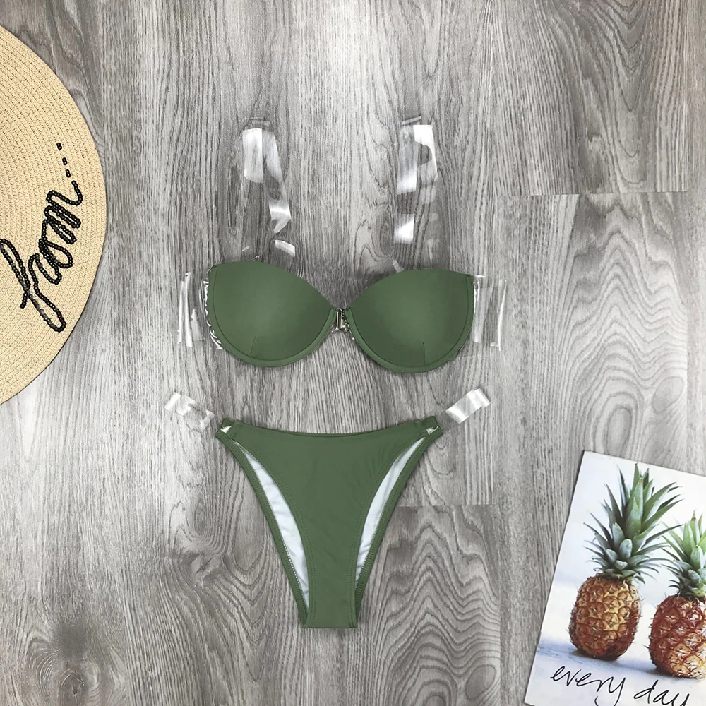 

Sexy Triangle Thong Bikini Transparent Straps Brazilian Swimwear Women Bathing Suit High Cut Swimsuit Bathing Suit Swim Wear