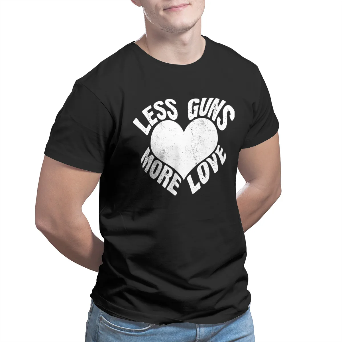 

Less Guns More Love Men's T-shirt Print Custom Cute Kawaii Round Collar Plus Size Clothing 24707