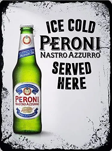 

Tin Sign Ice Cold Beer Nastro Azzurro Served Here Poster Metal Plaque Bar Bistro Club Club House Wall Decoration Metal Plate