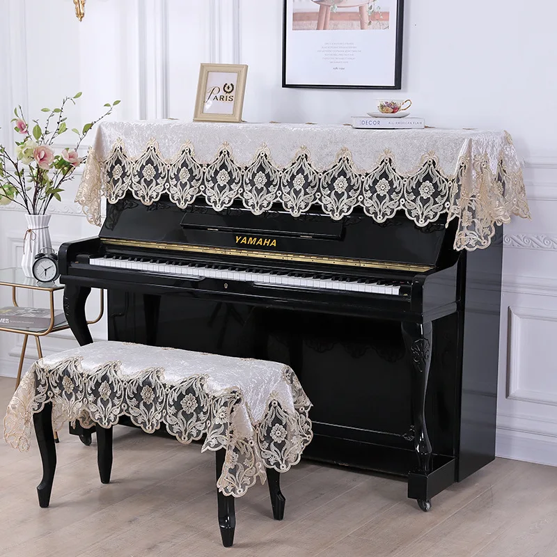 

Classic European Velvet Lace Piano Cover Green Beige Pink Piano Bench Cover