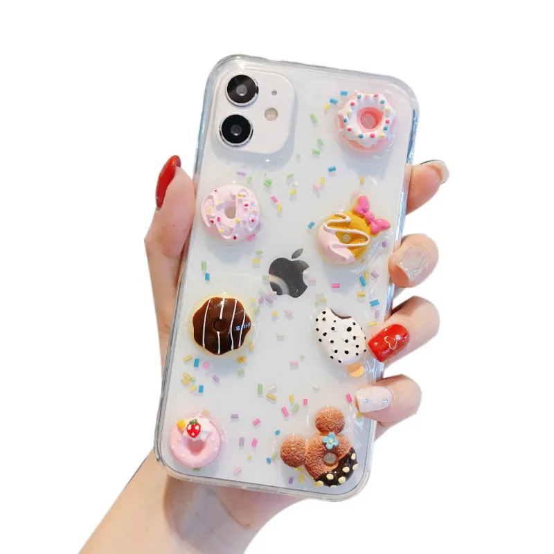 

Transparent Epoxy Baked Skewers Mobile Phone Case for iPhone11 12Pro Max Mini X XR XSMax 8 7PluS Anti-fall Protective Back Cover