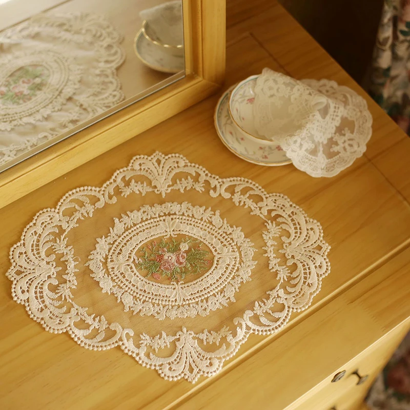 

PCS for Table Embroidery Cushion European Lace/Linen Fabric Embroidered Lace Table Cloth is a favorite