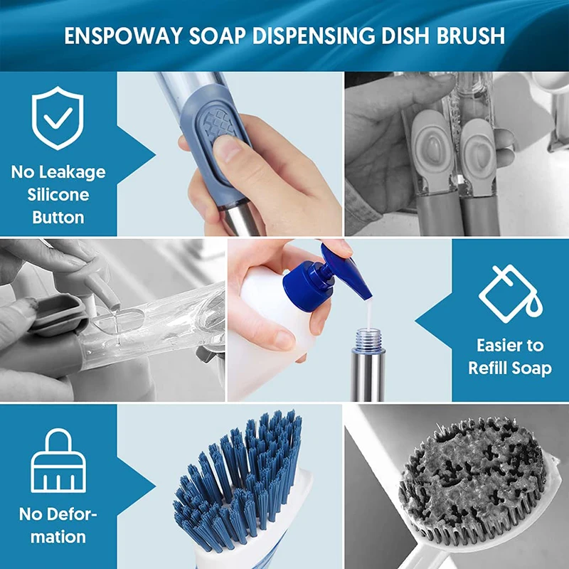soap dispenser dish brush with removable brush kitchen supplies with stand storage holder for kitchen convenience gadget sets free global shipping
