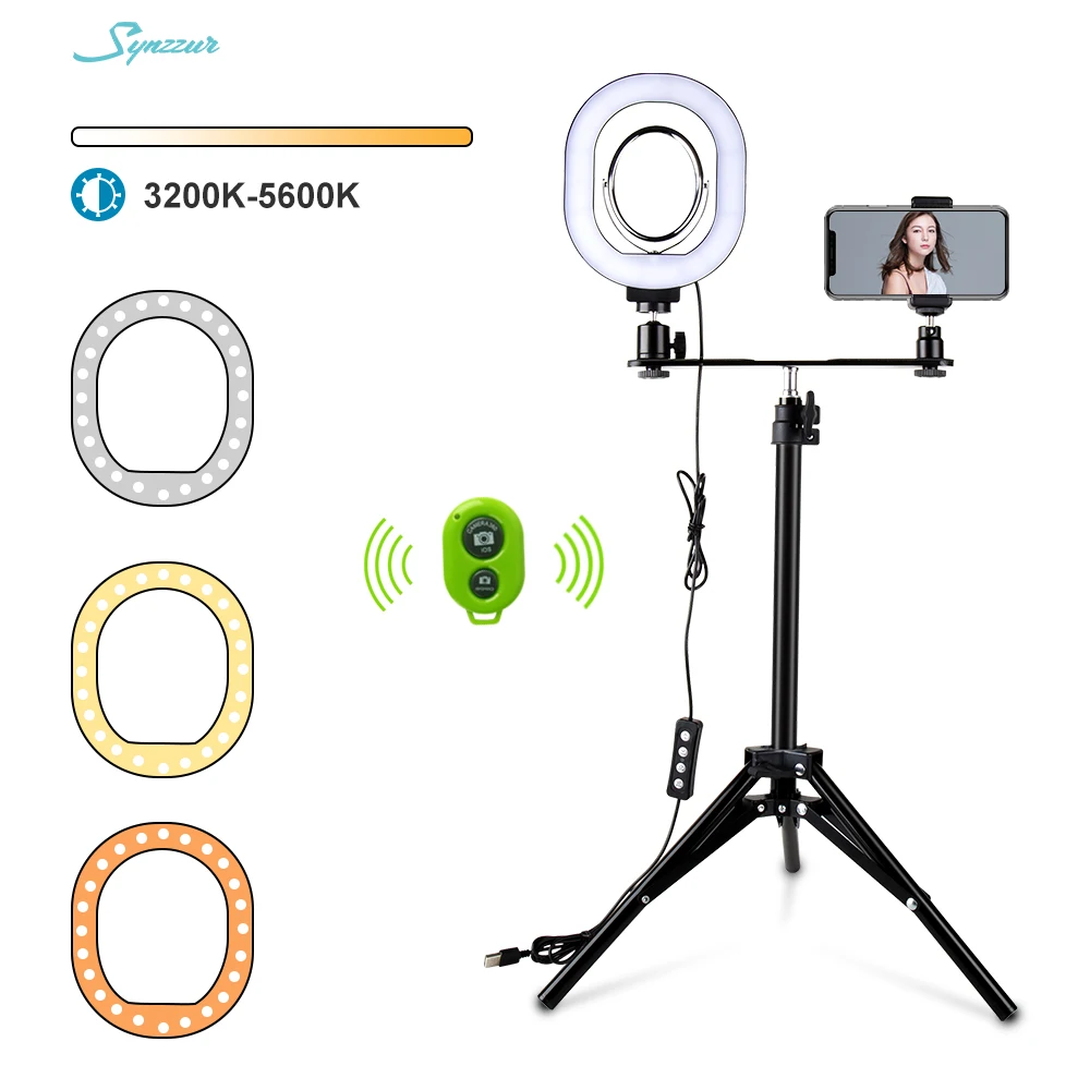 Кольцевой светильник для видеокамеры светодиодный 2 в 1 с регулируемой яркостью 10