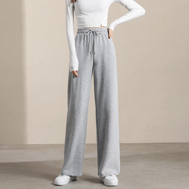 

Cotton Women Wide-legged Pants 2021 New High Waist Casual Palazzo Summer Pantalones ан женский Long Trousers Female Slacks
