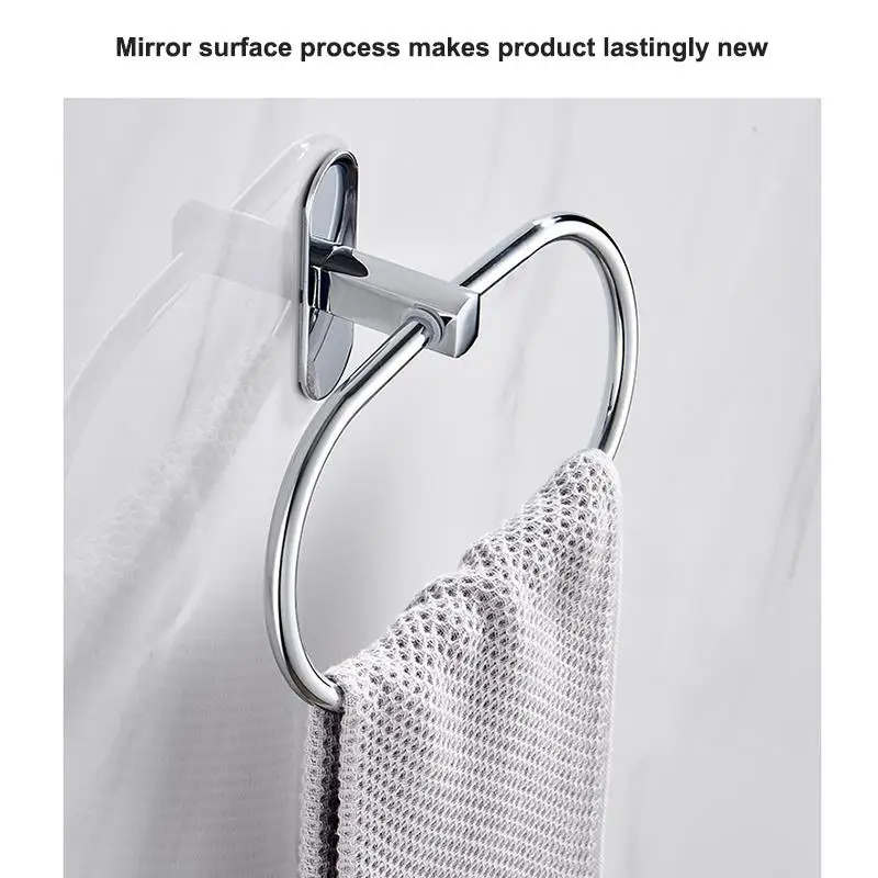 

Wall Mount Towel Rack Bar Stainless Steel Adhesive No Drilling Bathroom Towel Holder Shelf