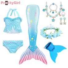 Dresses 2021 Mermaid Tail with Monofin Flipper Mermaid Costume Cosplay Mermaid  Bikini Swimsuit Girls Dress