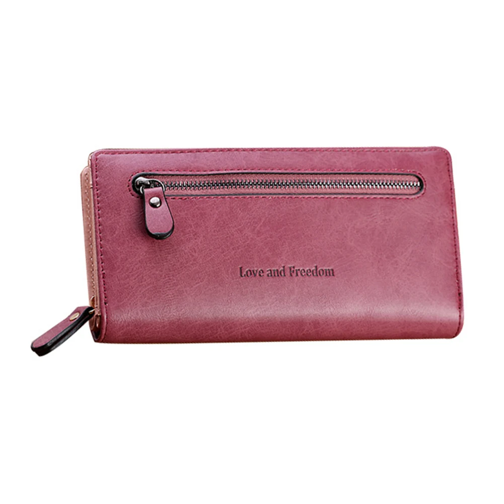 

PU Leather Large Capacity Two Fold Money Long Fashion Coin Card Holder Zipper Gift Women Wallet