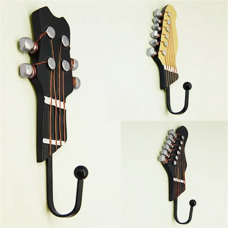 Vintage Guitar Shaped Decorative Hooks Rack Hangers for Hanging Clothes Coats Towels Keys Hats Metal Resin Wall Mounted He | Дом и сад