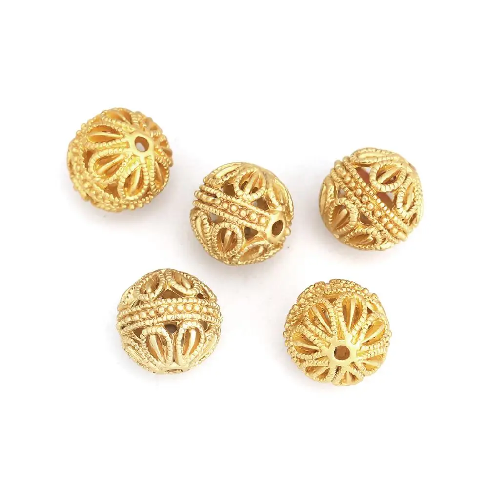 Doreen коробка на цинковой основе бусины вставки из сплава круглые матовые золотые