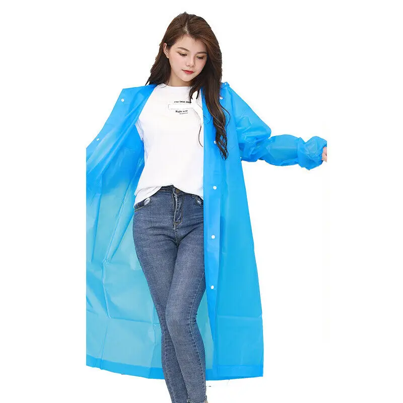 Men Women Waterproof Jacket EVA Hooded Raincoat Rain Coat Poncho Rainwear UK | Дом и сад