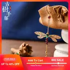 Женские винтажные серьги в эстетике, серьги-подвески с Зелеными камнями в форме стрекозы, этническая бижутерия, 2020