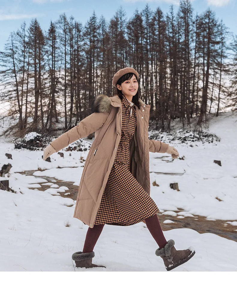 INMAN Winter New Arrival Embroidery Hooded Solid Warm Women Long Down Coat