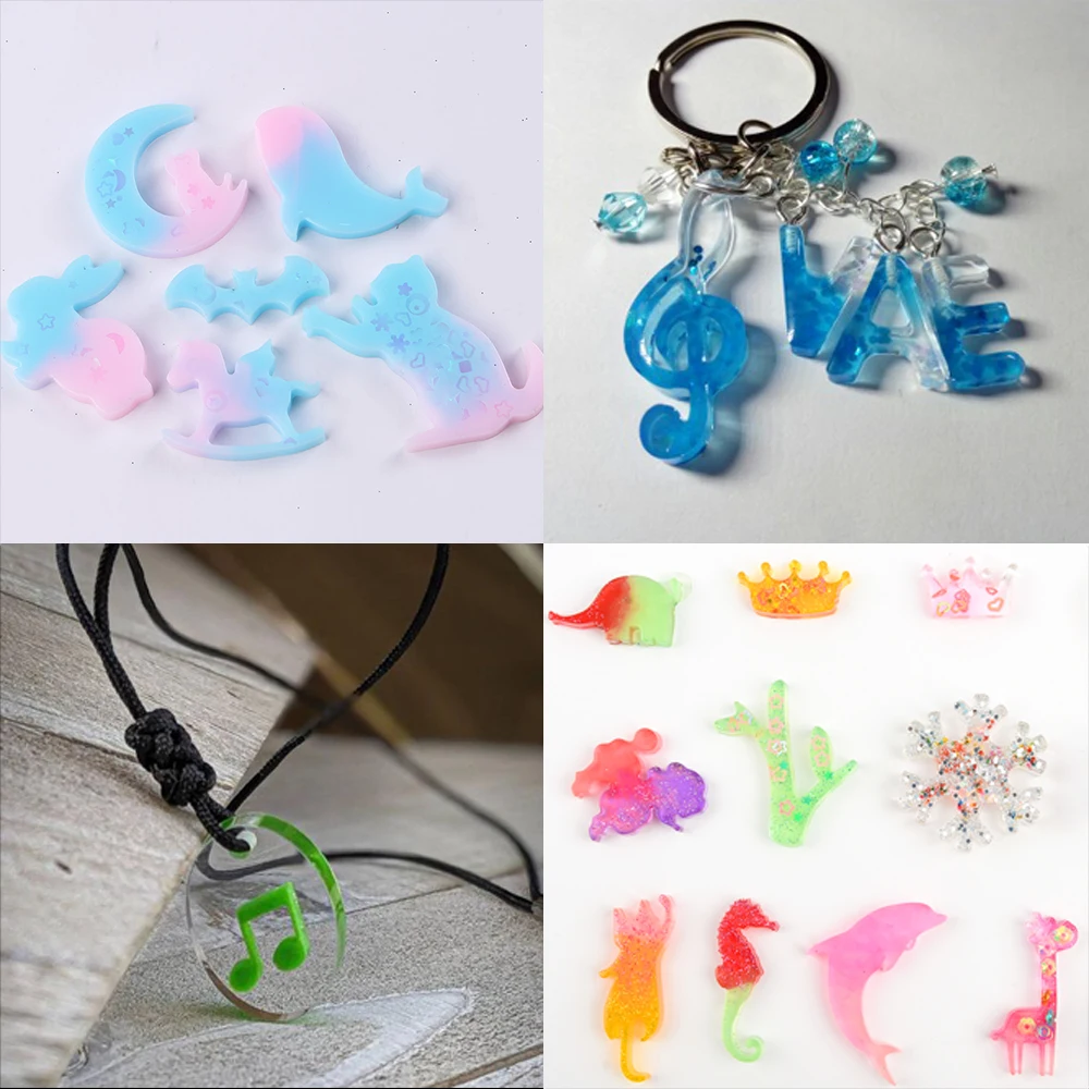 1pcs Music Moon Pendant Silicone Mold Crown Snowflake Animal KeyChain Epoxy Resin Molds For DIY Jewelry Making Tool Supplies