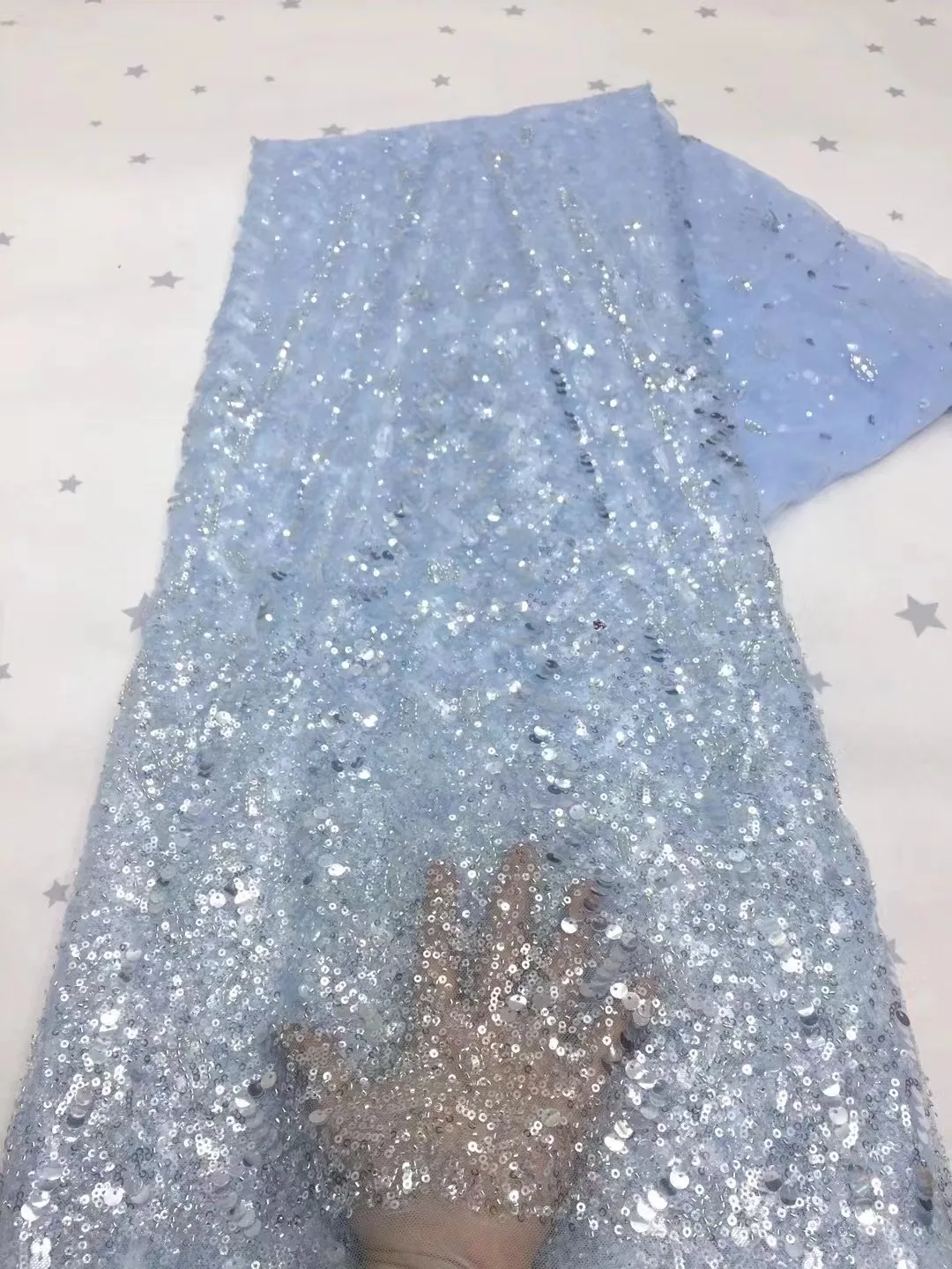 

Новинка, высококачественные Синие французские серебряные бриллианты, мягкие эластичные кружева для свадебного платья/модного дизайна