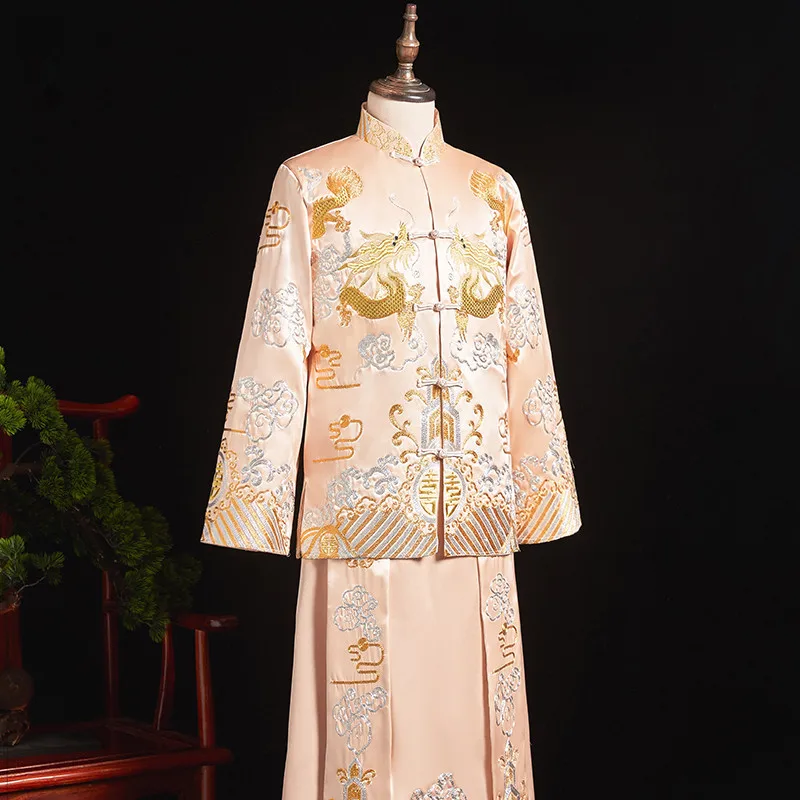 Красный винтажный свободный Чонсам FZSLCYIYI для жениха традиционное китайское