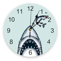 fun shark shallow water duck green silent wall clock kitchen living room bathroom bedroom office decorative hanging clocks