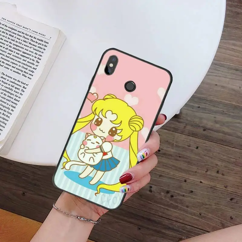 

pink luna Sailor Moon anime Phone Case For Xiaomi Redmi 7 9t 9se k20 mi8 max3 lite 9 note 8 9s 10 pro Shell Cover Funda coque