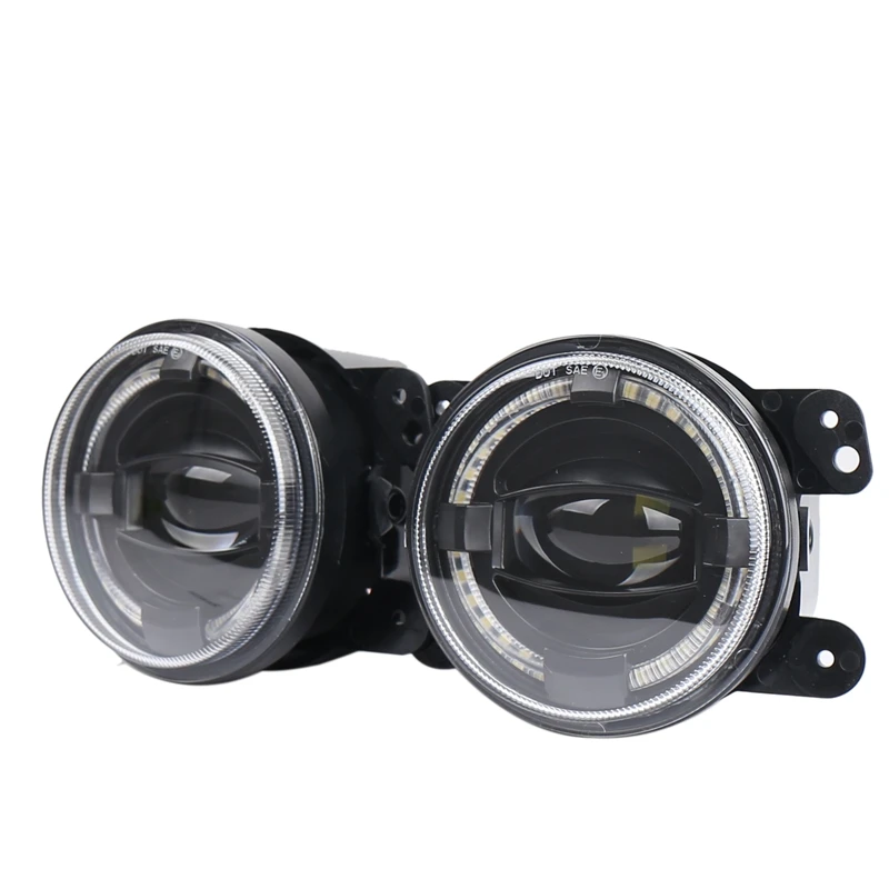 

2Pcs 4 Inch Front Bumper Headlight 12V 6500K Fog Light Lamp LED Angel Eye Spotlight for Wrangler Dodge PT Cruiser Refit Fog Ligh
