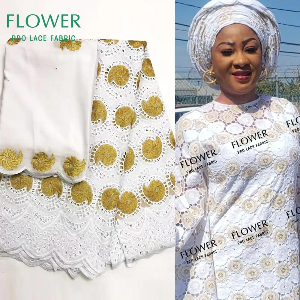

Rhinestones Swiss Voile Lace In Switzerland With Net Blouse African Senegal 100% Cotton Lace Gold Line Dry Lace Wedding Material