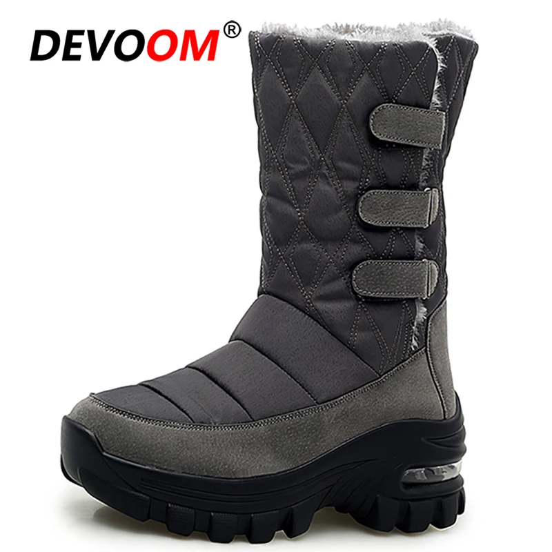 Женские высокие зимние ботинки плюшевая теплая водонепроницаемая обувь женские