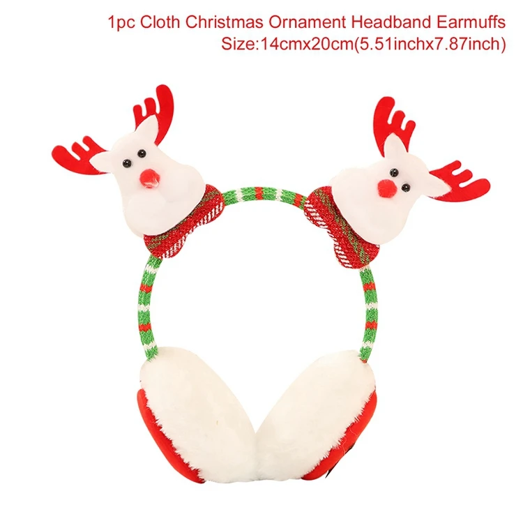 Cloth Earmuffs 2 Рождественские украшения для дома Подарки рождественские подарки Natale Noel Рождество очки Рождественский Декор с утолщённой меховой опушкой, год - Цвет: Cloth Earmuffs 2