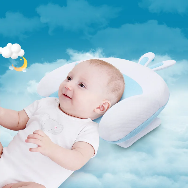 Almohada de lactancia para beb&eacute; reci&eacute;n nacido, soporte para dormir, almohada c&oacute;ncava de dibujos animados, coj&iacute;n de algod&oacute;n para prevenir cabeza plana, Protector de cabeza de beb&eacute;-0