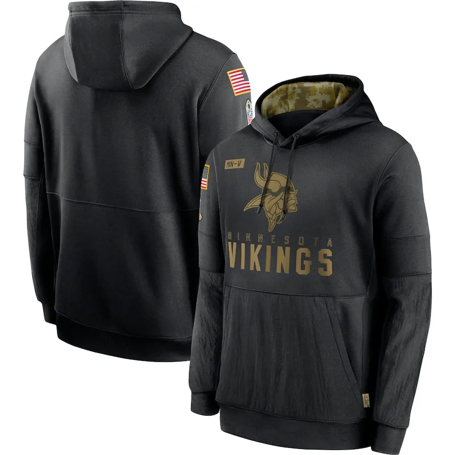 

Minnesota 2020 Salute to Service Vikings Men Black Pullover Performance Hoodie