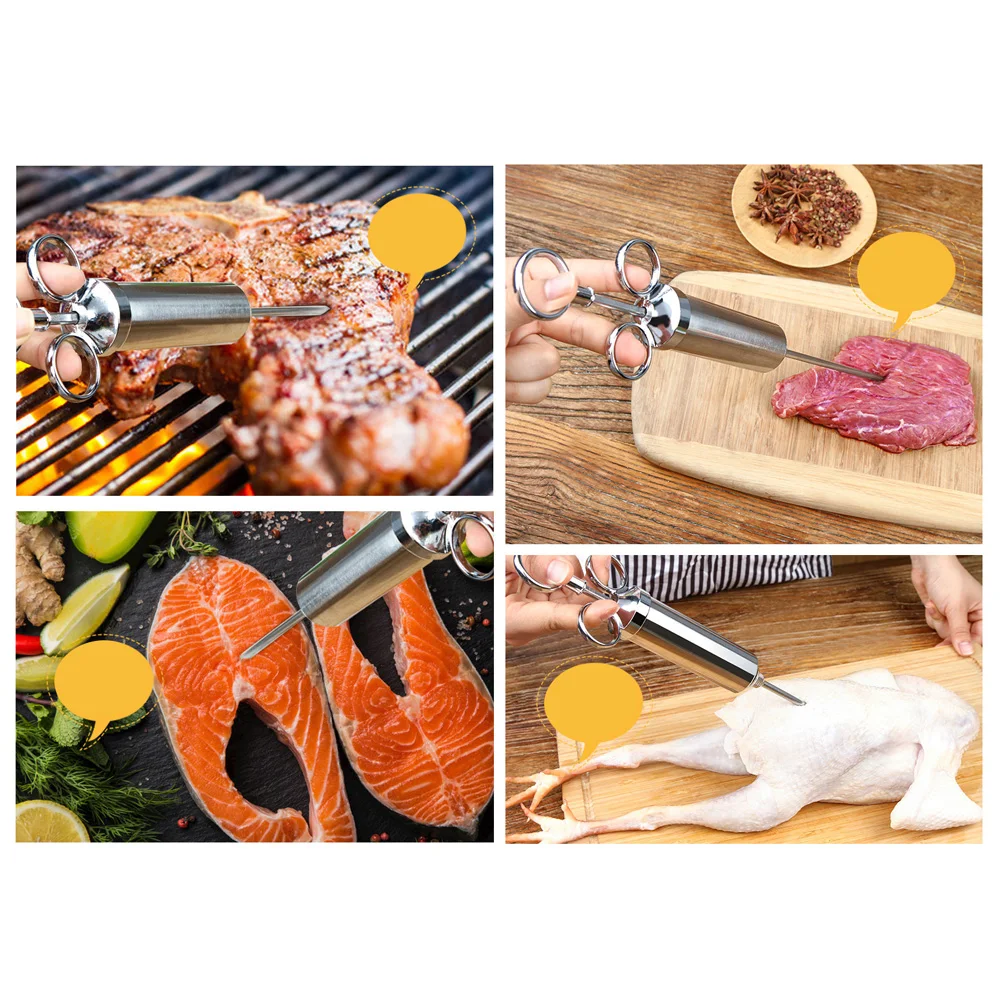

Flavor Needle Marinade Seasoning Injector Turkey Meat Injectors Stainless Steel Bbq Sauces Syringes Cooking Tool Kitchen Gadget