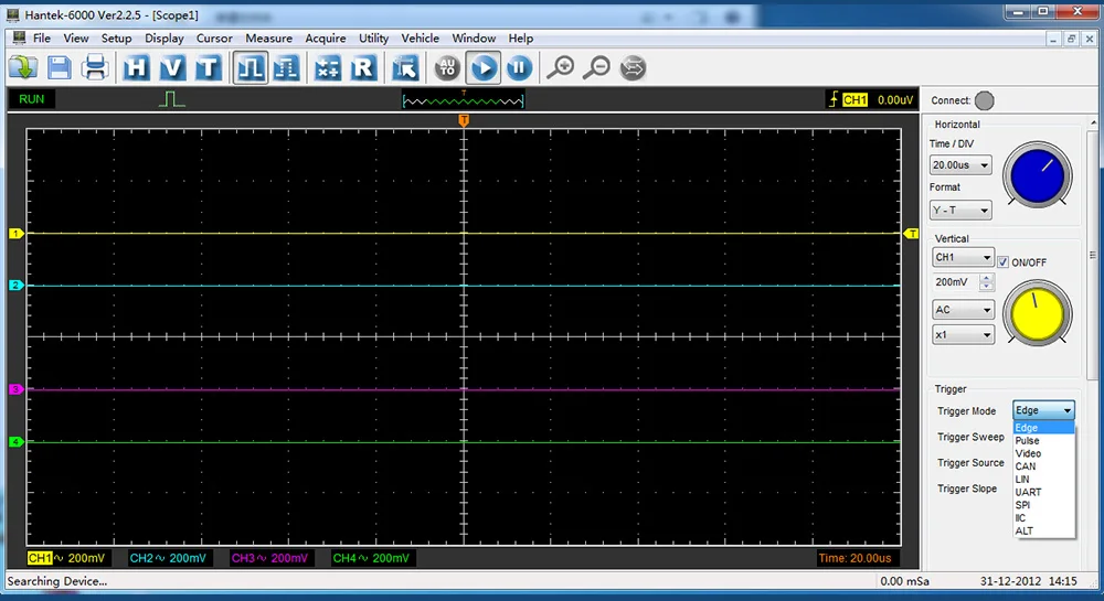 Цифровые осциллографы для хранения ПК USB портативные осциллографы 4 канала 70 МГц полоса пропускания автомобильный осциллограф Hantek 6074BE