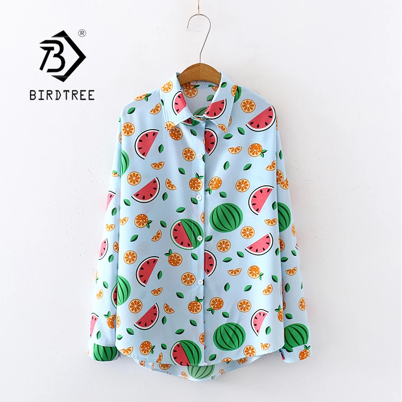 Новинка лета 2020 женская шифоновая блузка с принтом арбуза осенняя розовая