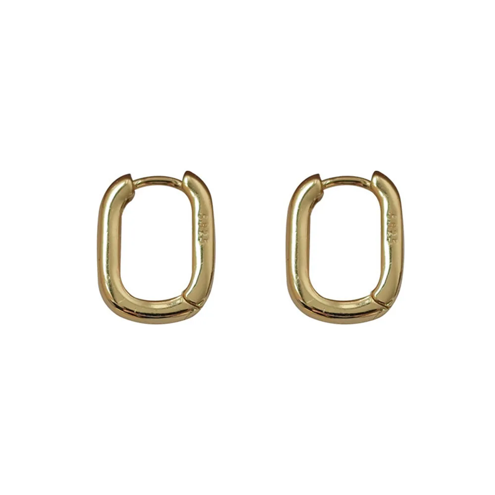 

Minimalism Square Ear Clips Gold Silver Earrings Korean Fashion Hoop Earrings Jewelry For Women Men